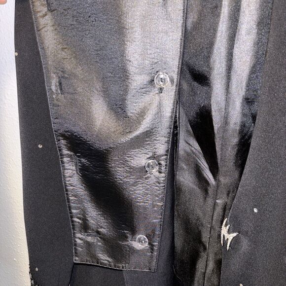 Ben Marc International Long Black Rhinestone Satin Blazer Jacket Womens14 - Picture 6 of 9